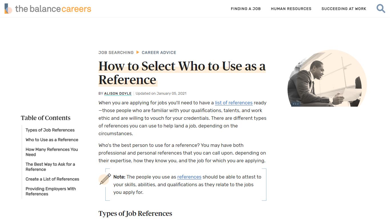 How to Select Who to Use as a Reference - The Balance Careers